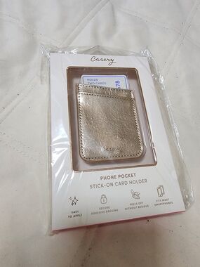 Metallic Gold Stick-On Phone Card Pocket